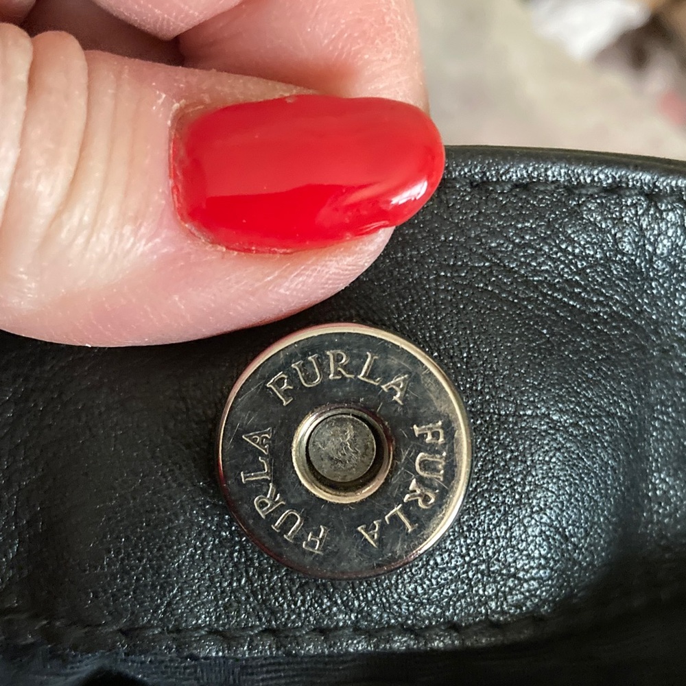 FURLA EUC Black Italian Pebbled Leather Hobo Bag with Braided Handle. - Picture 12 of 14